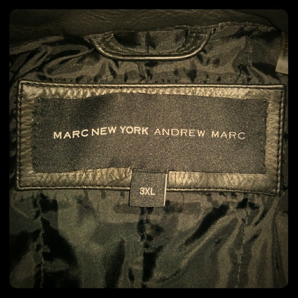 Andrew Marc black leather motorcycle jacket